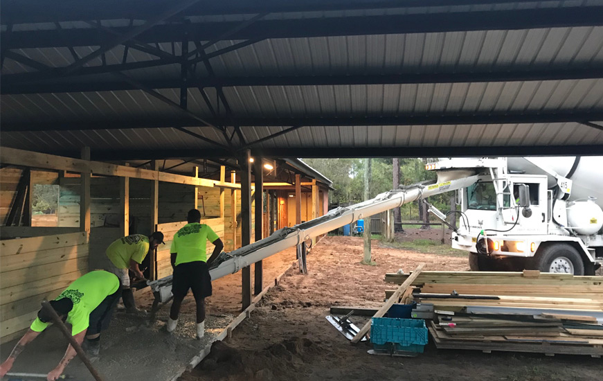 Concrete Places for Horse Barn